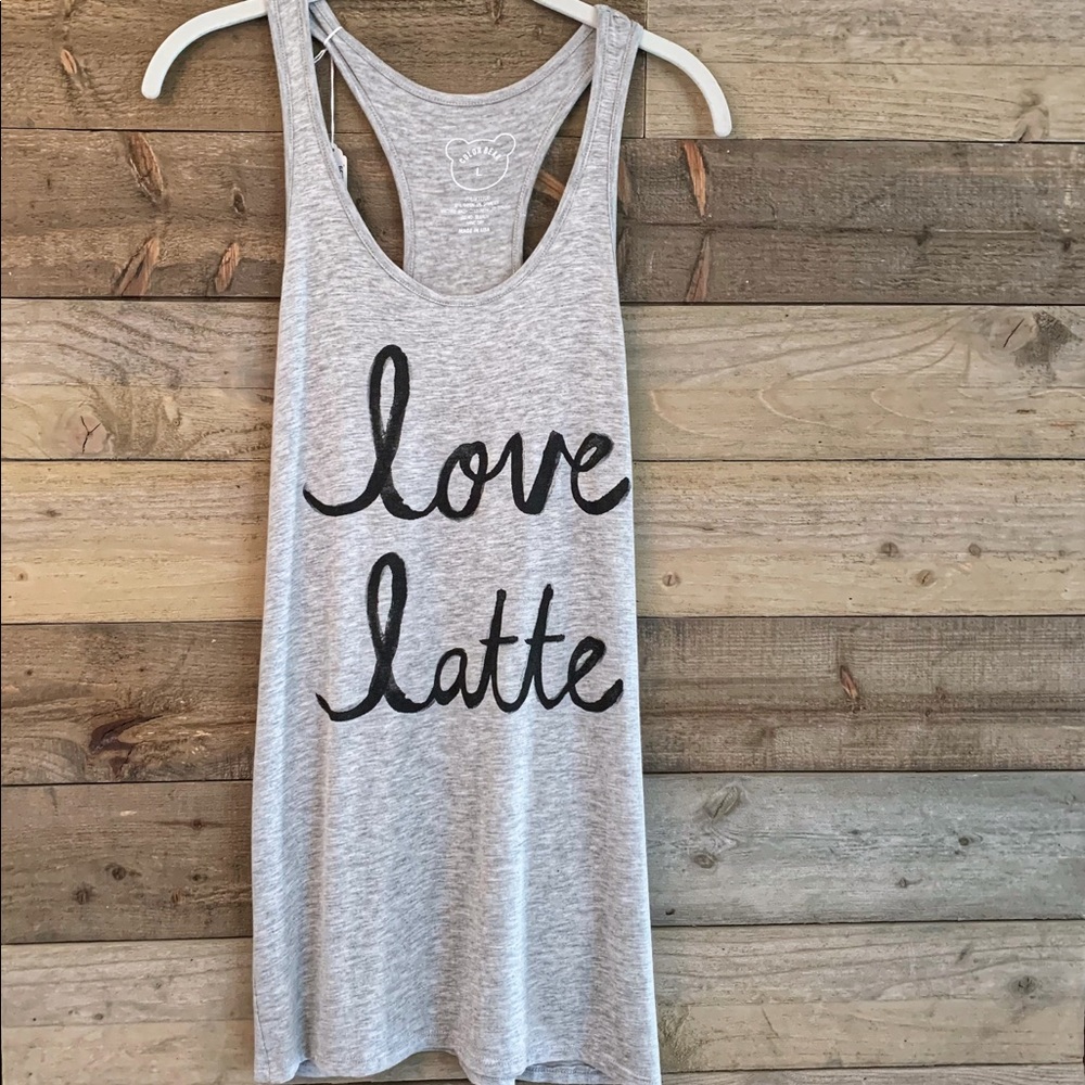 NWT “Love Latte” Cursive Script Racer Tank